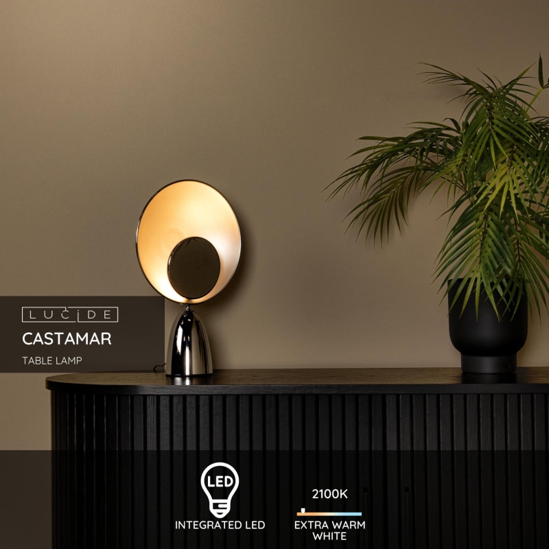 Lucide CASTAMAR - Stolná lampa - LED - 1x3W 3000K - Chróm